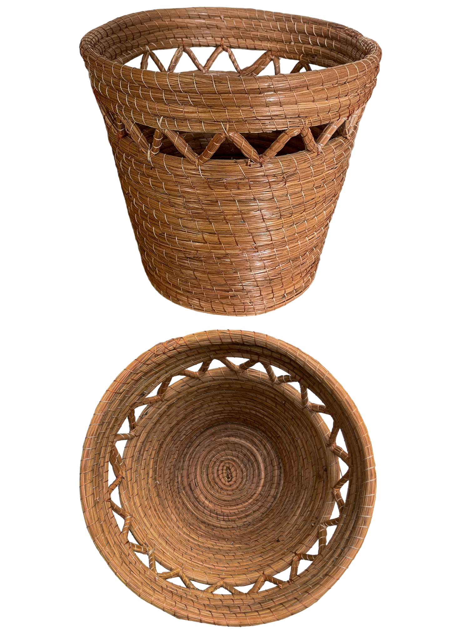 Cache-pot, Ø27 x H25, ajouré, aiguilles de pin