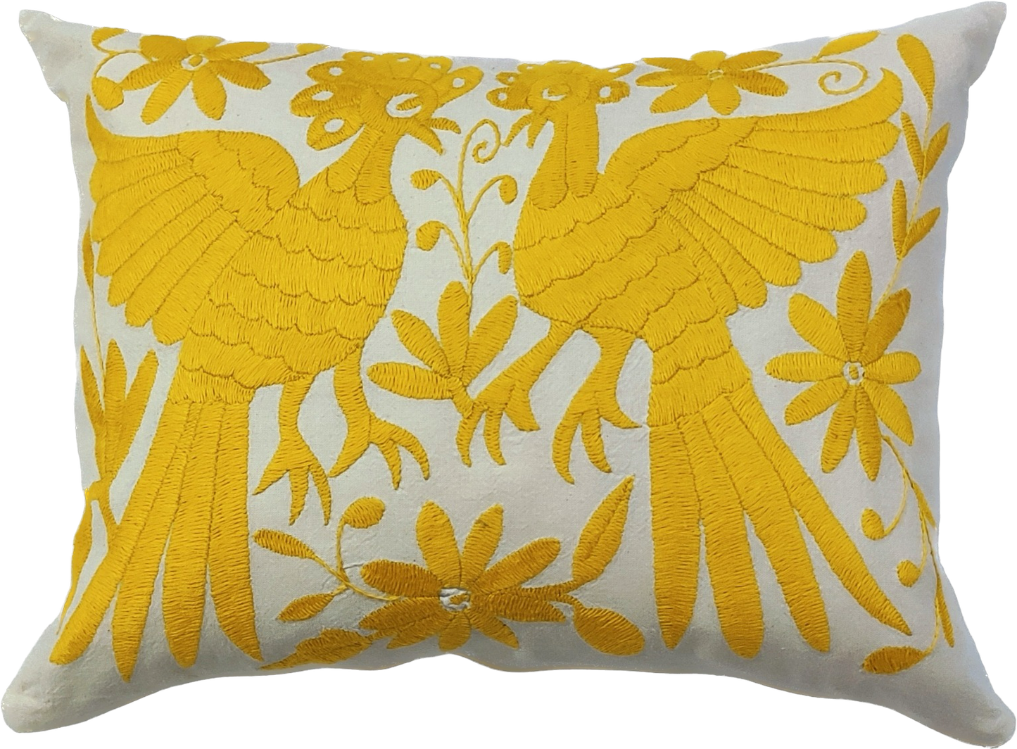Housse de coussin brodée, le duo, jaune