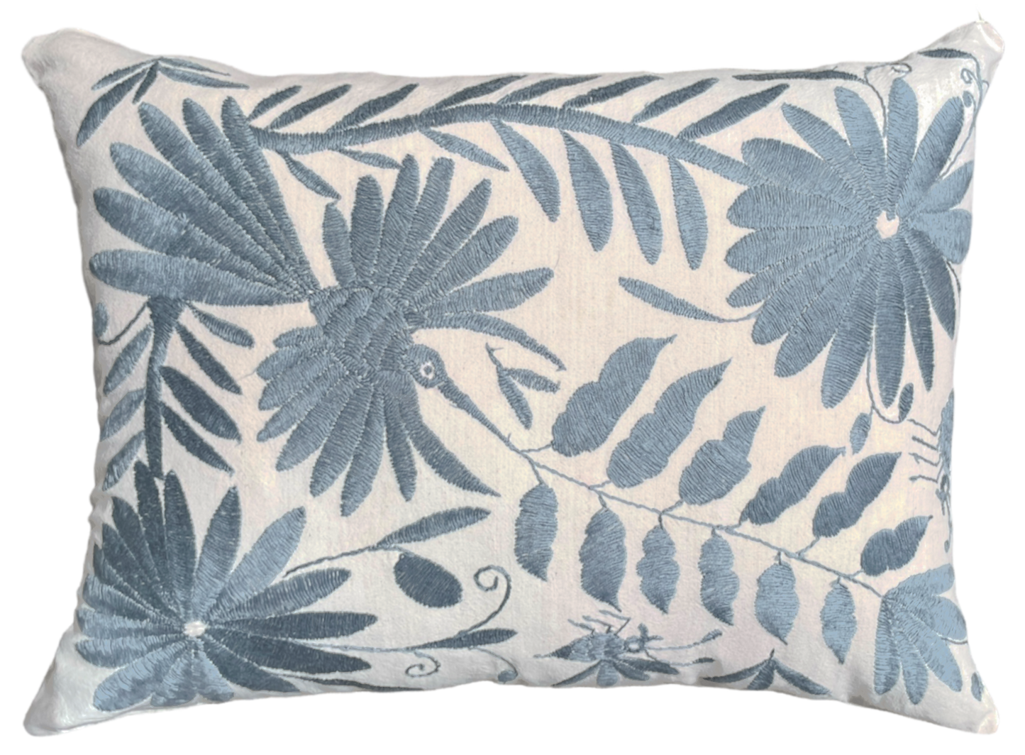 Housse de coussin brodée, le colibris, gris souris
