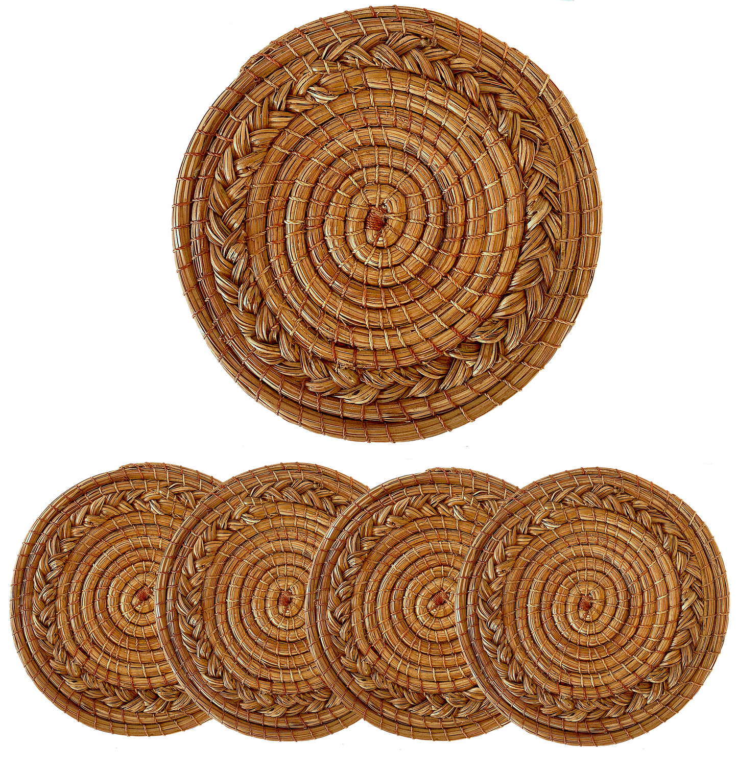 Dessous de verre Ø12, avec tresse, aiguilles de pin (4 pièces)