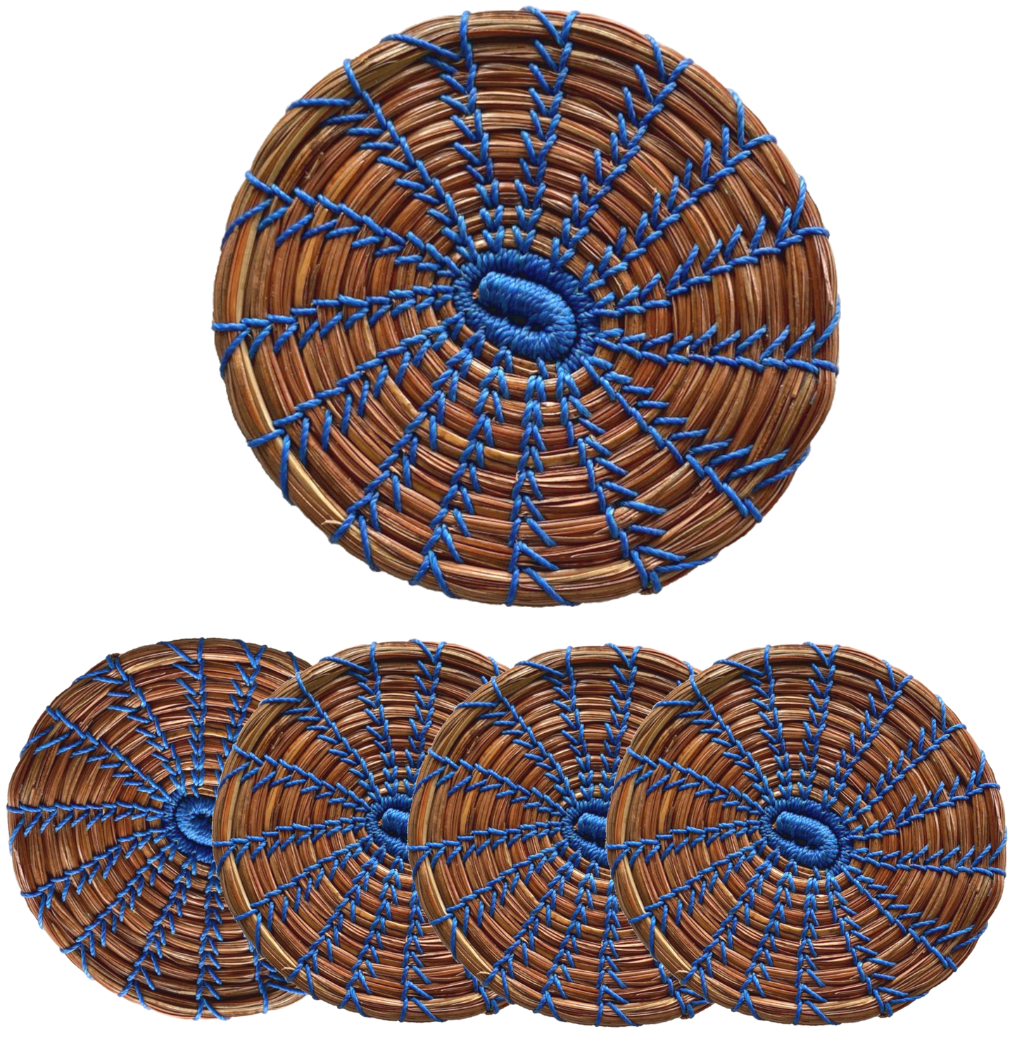 Dessous de verre Ø10, aiguilles de Moctezuma. Bleu électrique (4 pièces)