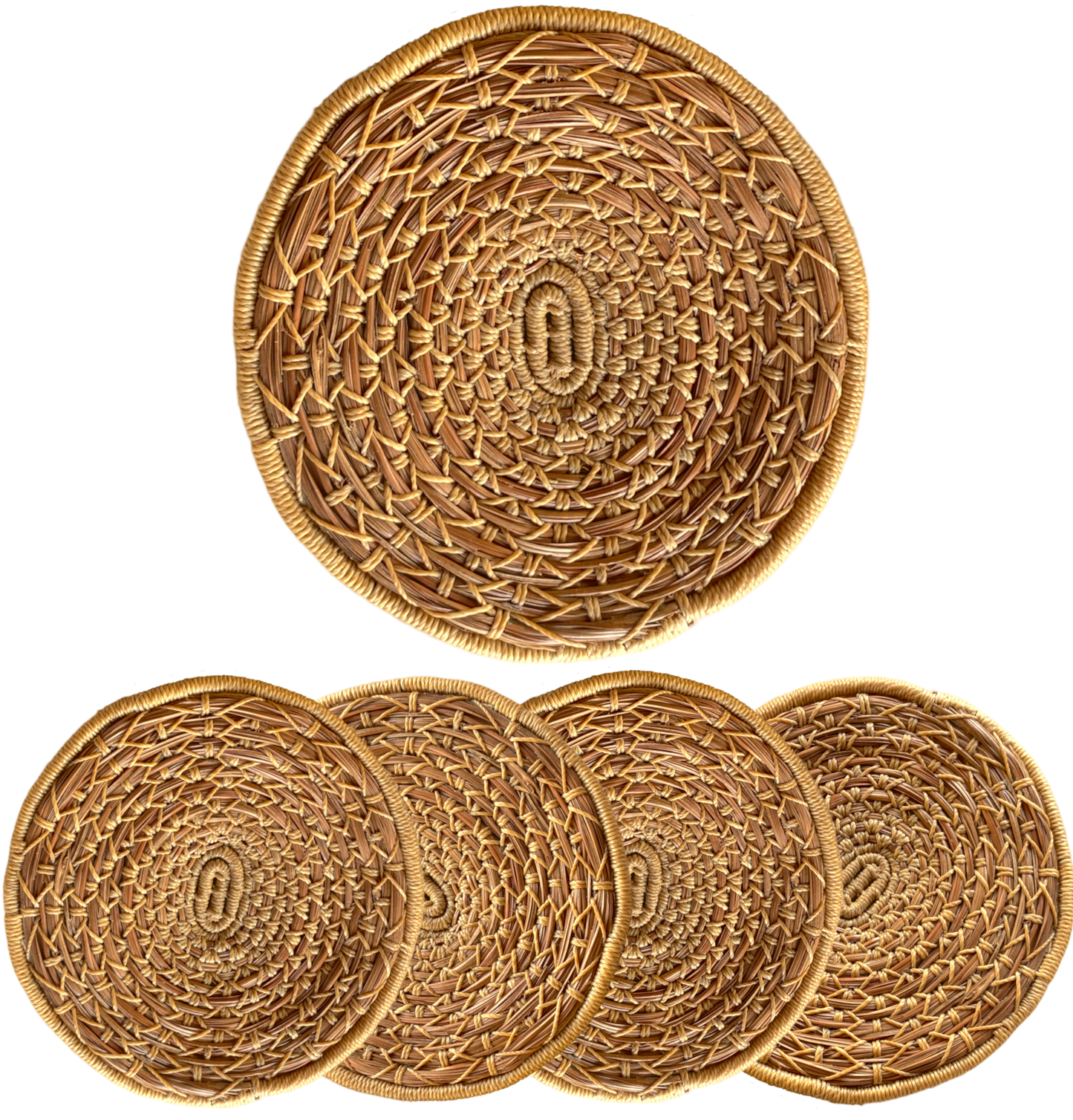 Dessous de verre Ø12, ELAB beige, aiguilles de pin (4 pièces)