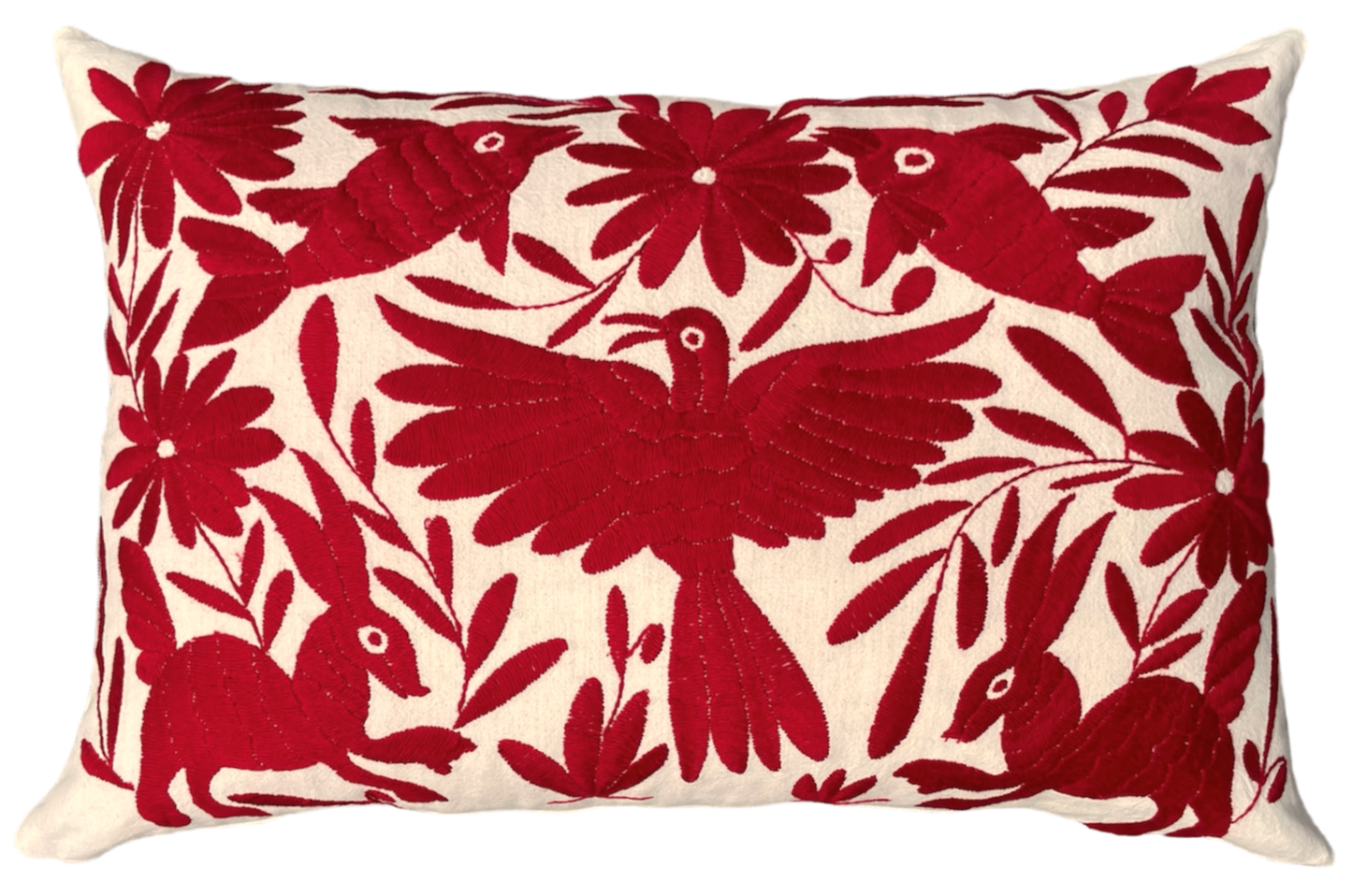 Housse de coussin brodée, carmin