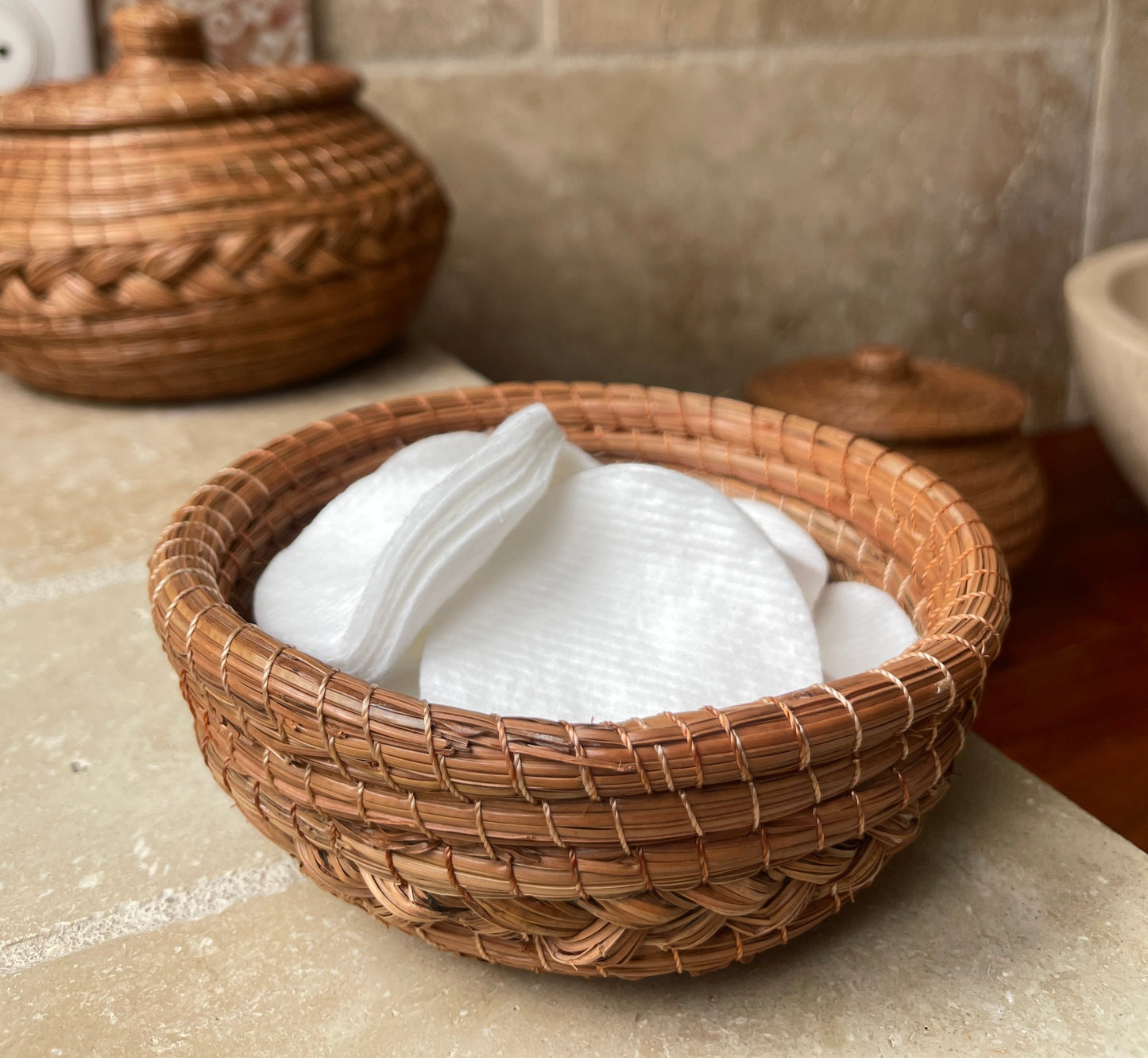 Coupelle Ø13 x H5,5, tresse, aiguilles de pin