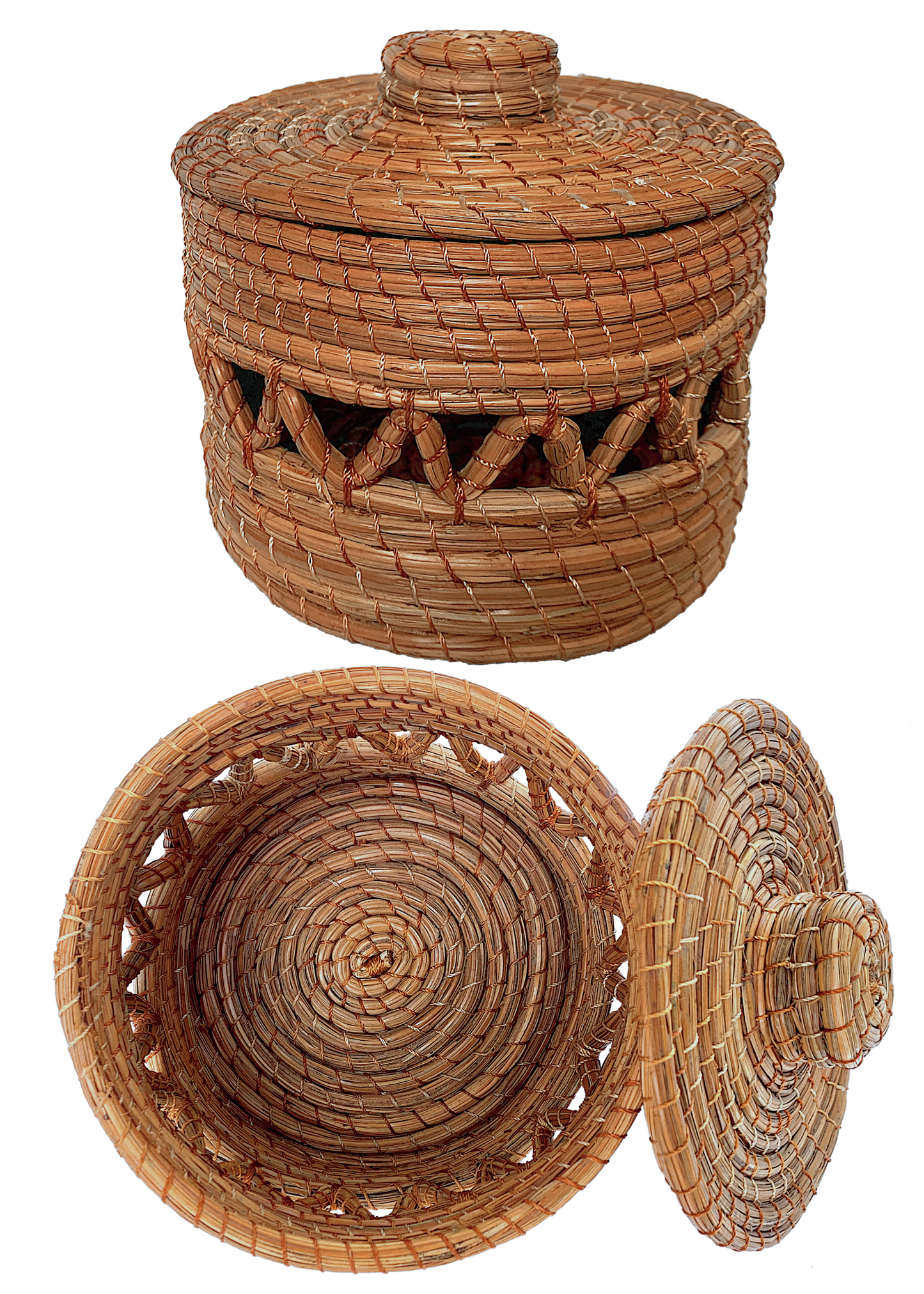 Pot avec couvercle, ajouré, Ø12 H8, aiguilles de pin