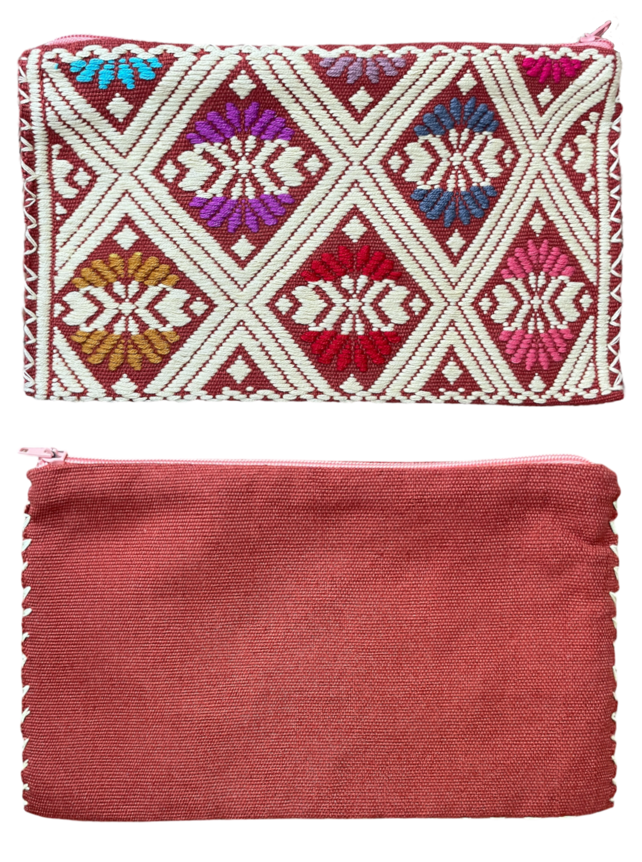 Pochette Tzotzil, Ocre et multicolore, 20cm x 12cm