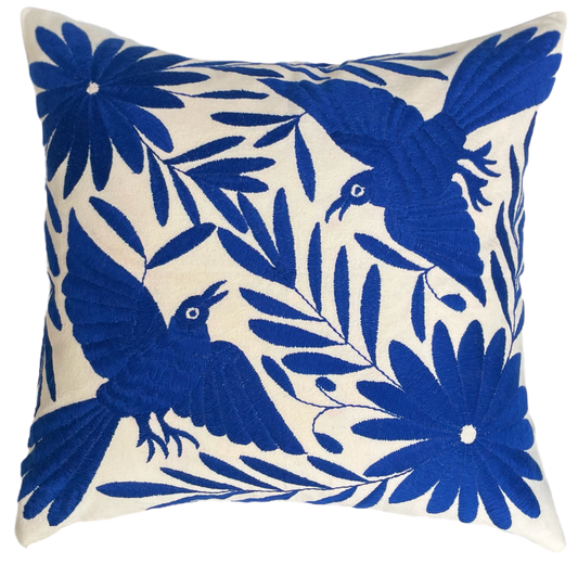 OTOMI embroidered cushion, midnight blue