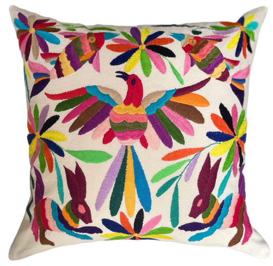 OTOMI embroidered cushion, multi-colored