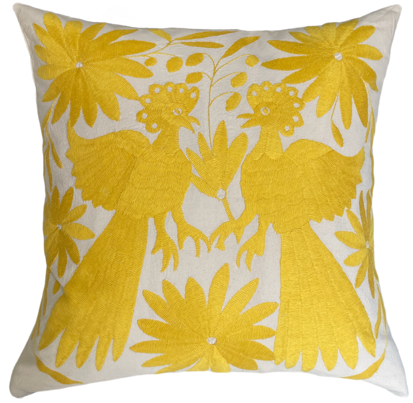 OTOMI embroidered cushion, yellow
