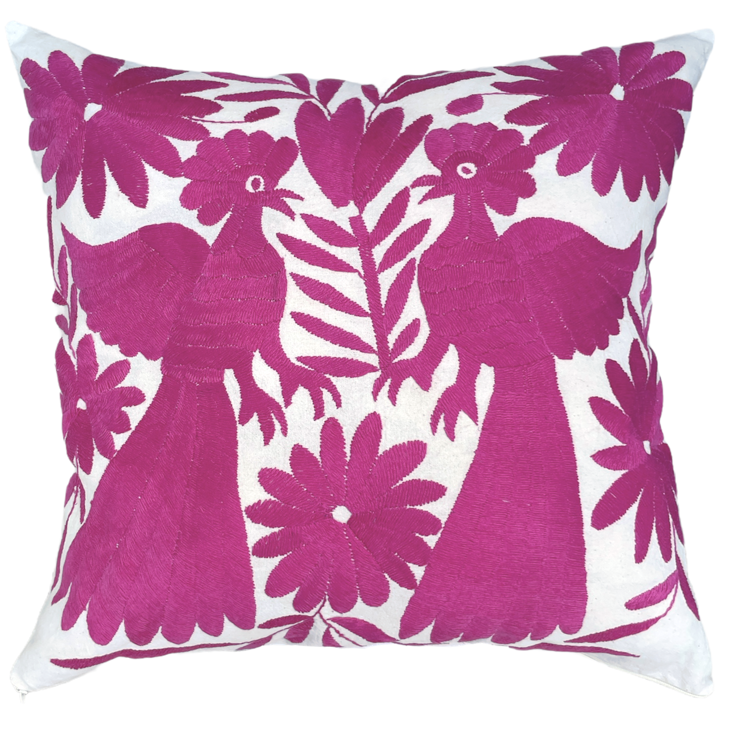 Housse de coussin brodée, le duo, rose