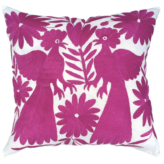 Housse de coussin brodée, le duo, rose