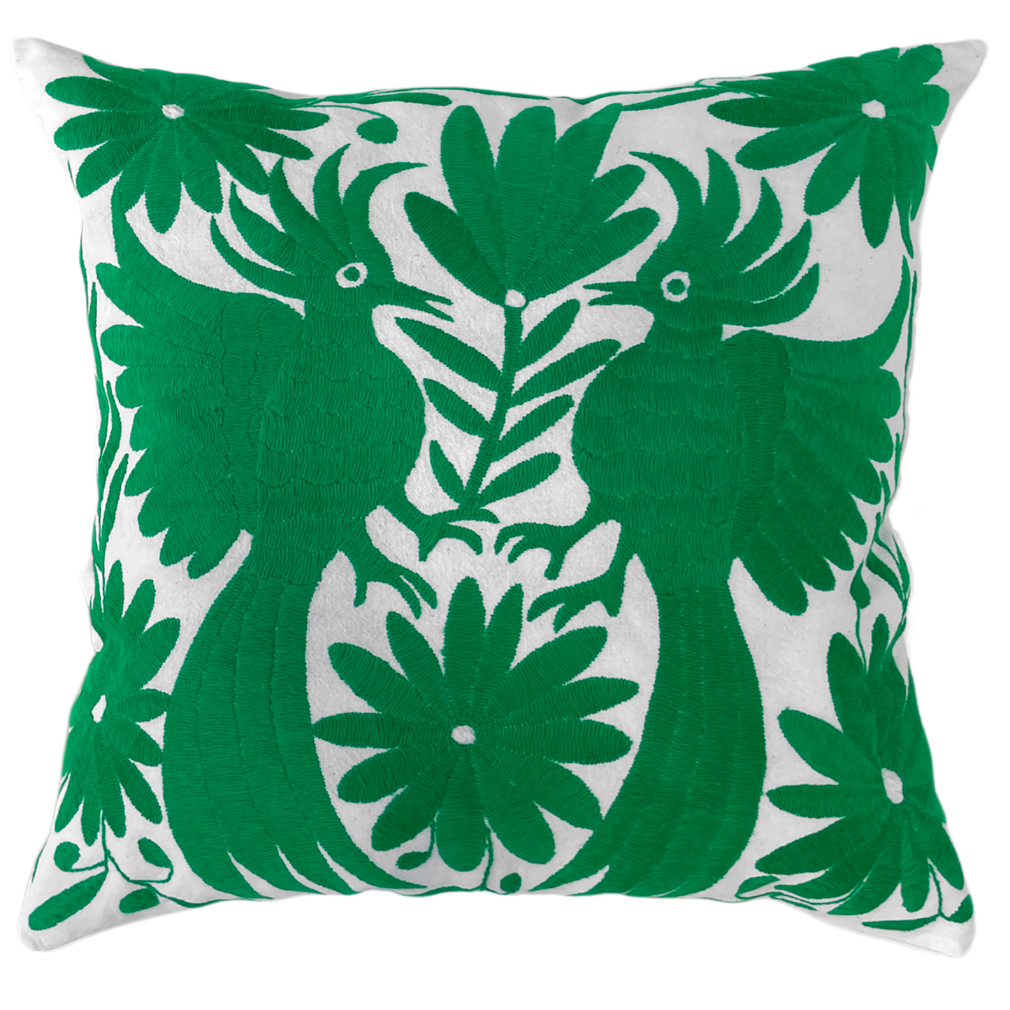 Housse de coussin brodée, le duo, vert