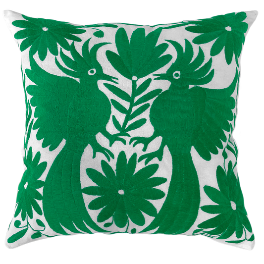 Housse de coussin brodée, le duo, vert