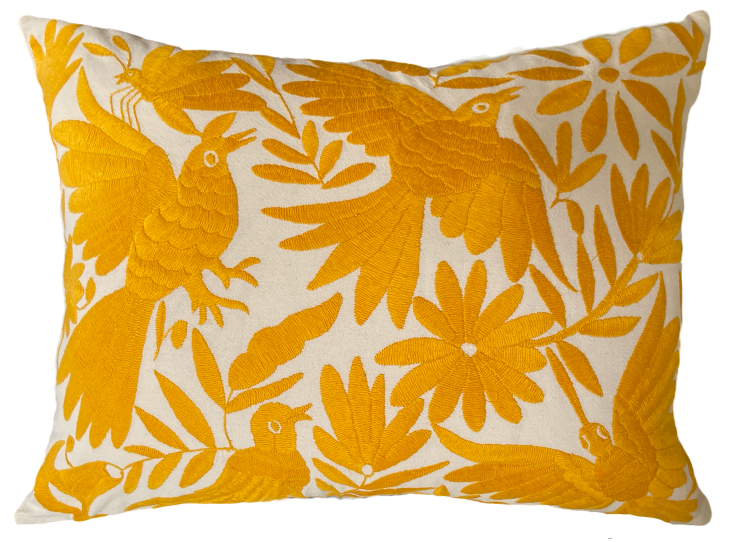 Housse de coussin brodée, le quatruo, jaune d'oeuf