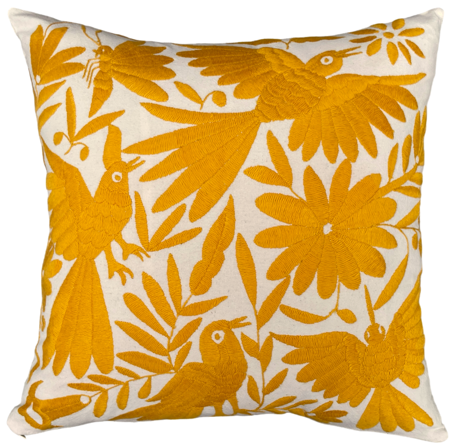 Housse de coussin brodée, le quatruo, jaune d'oeuf