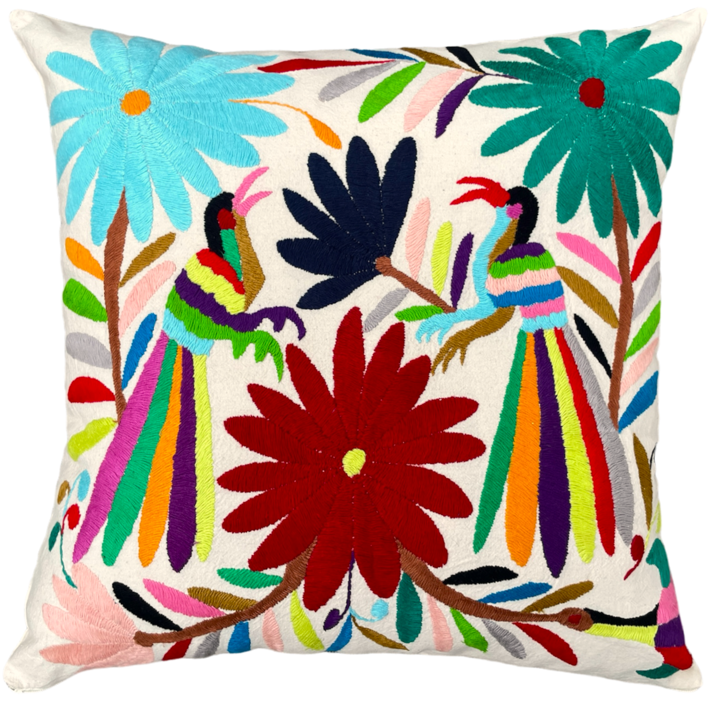 Housse de coussin brodée, les toucans (V2), multicolore, 45Lx45l et 55Lx40l