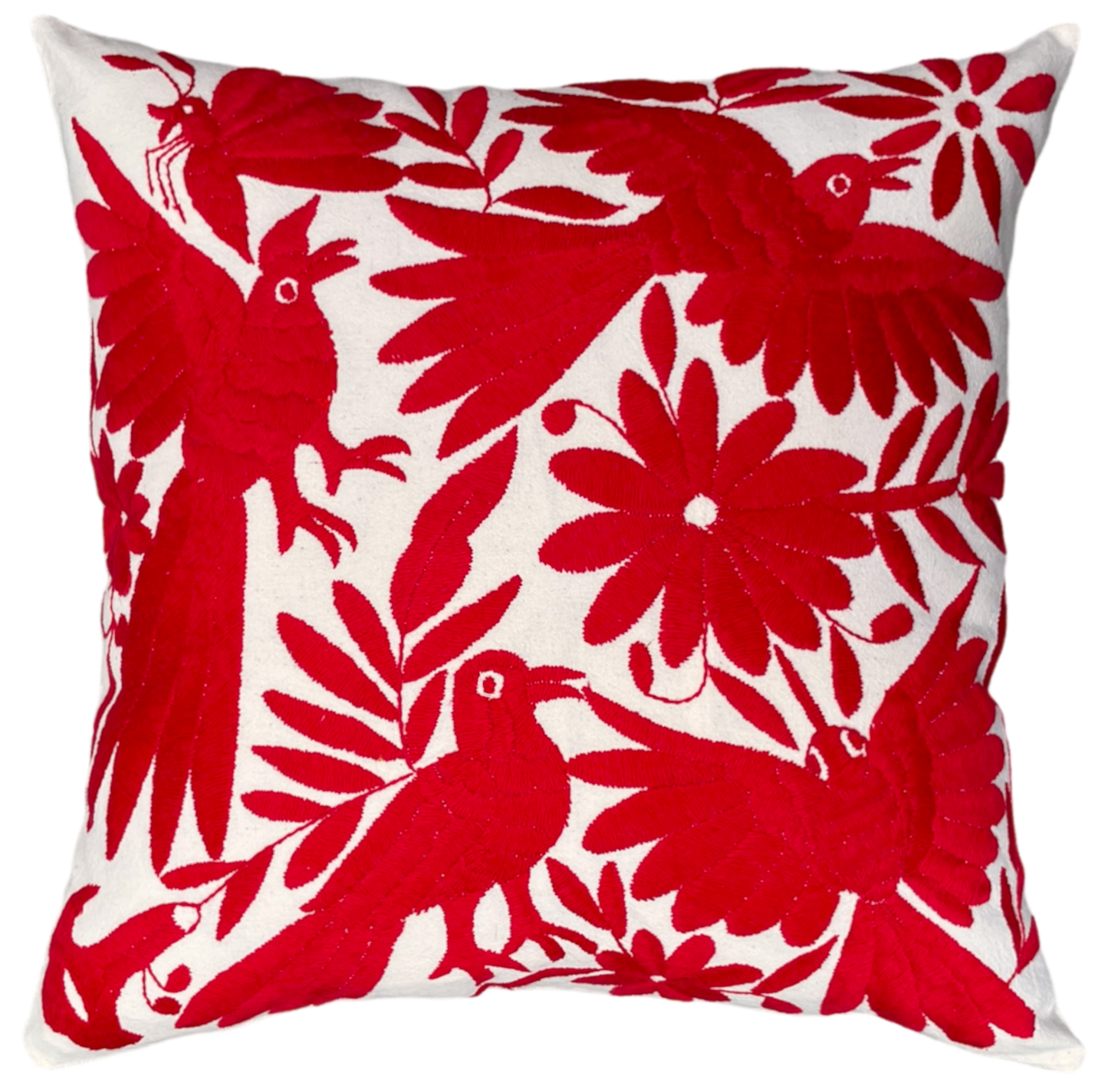 Housse de coussin brodée, le quatruo, coquelicot