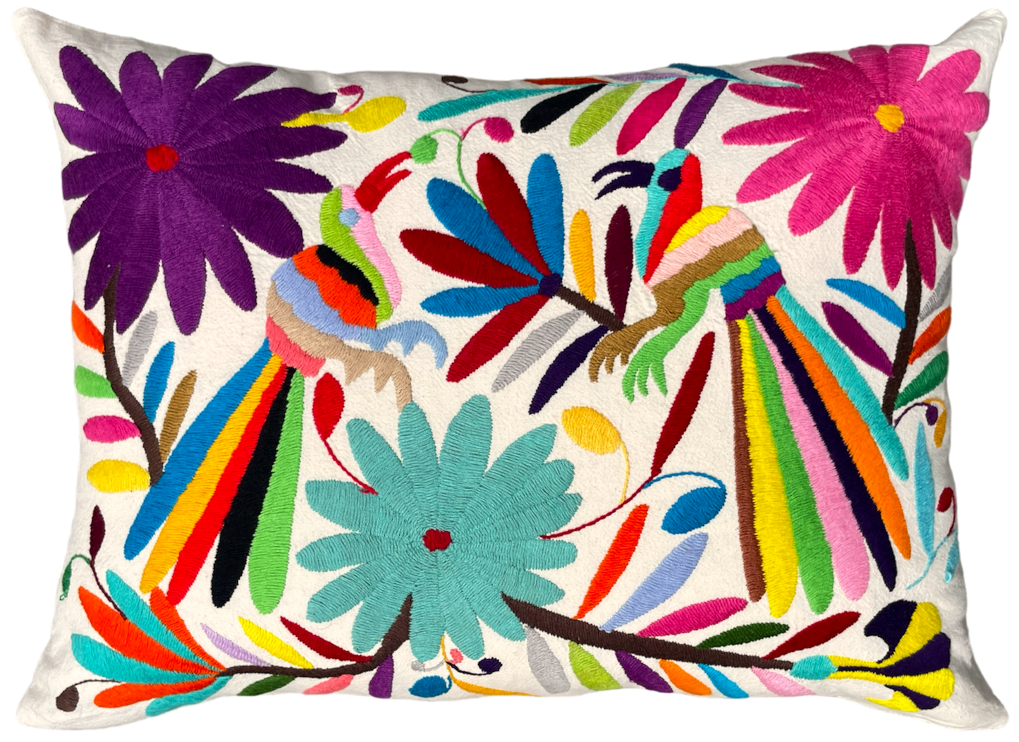 Housse de coussin brodée, les toucans (V2), multicolore, 45Lx45l et 55Lx40l
