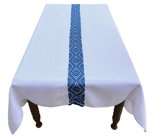 Mazahuas tablecloth, blue green