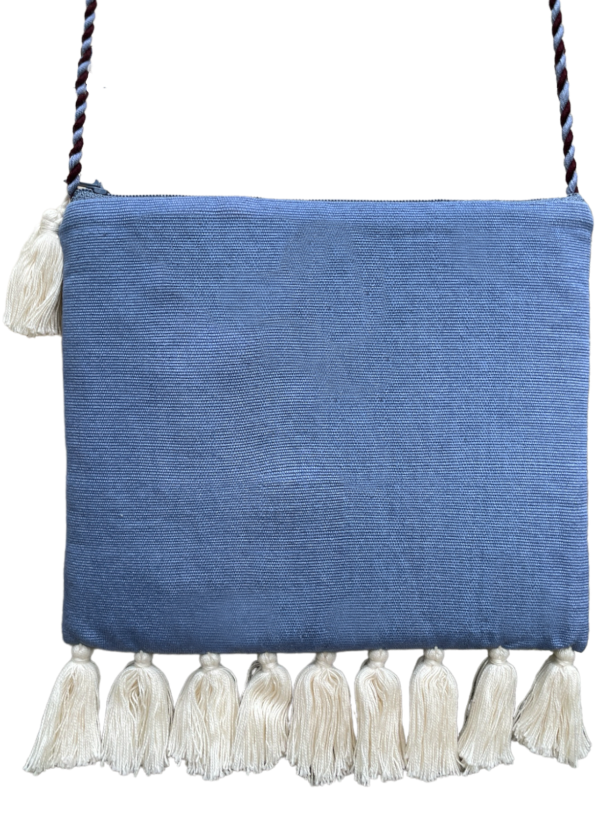 Pochette Tzotzil rembourrée, bleue ciel et blanc, 19cm x 16,5cm