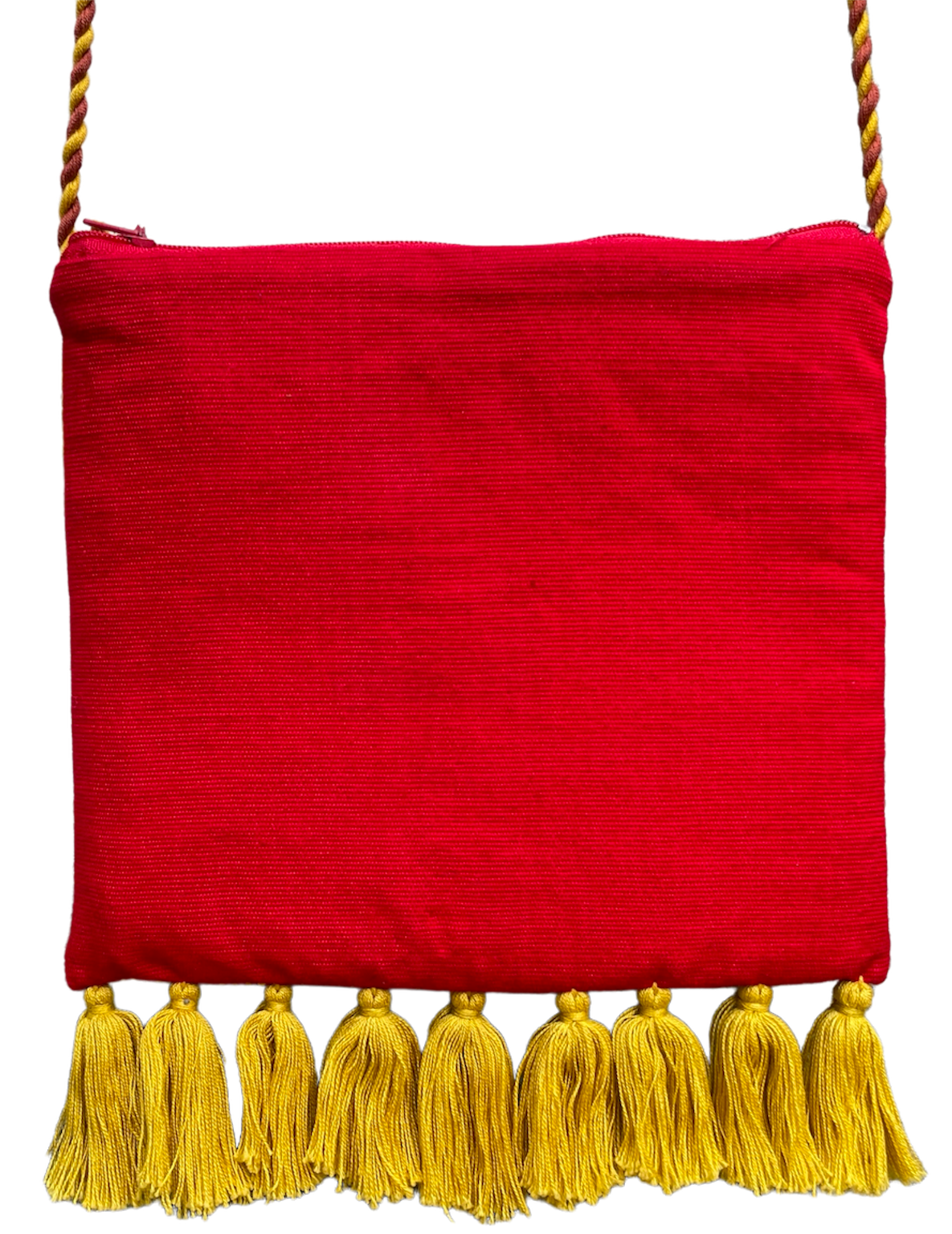 Pochette Tzotzil rembourrée, rouge et jaune, 19cm x 16,5cm