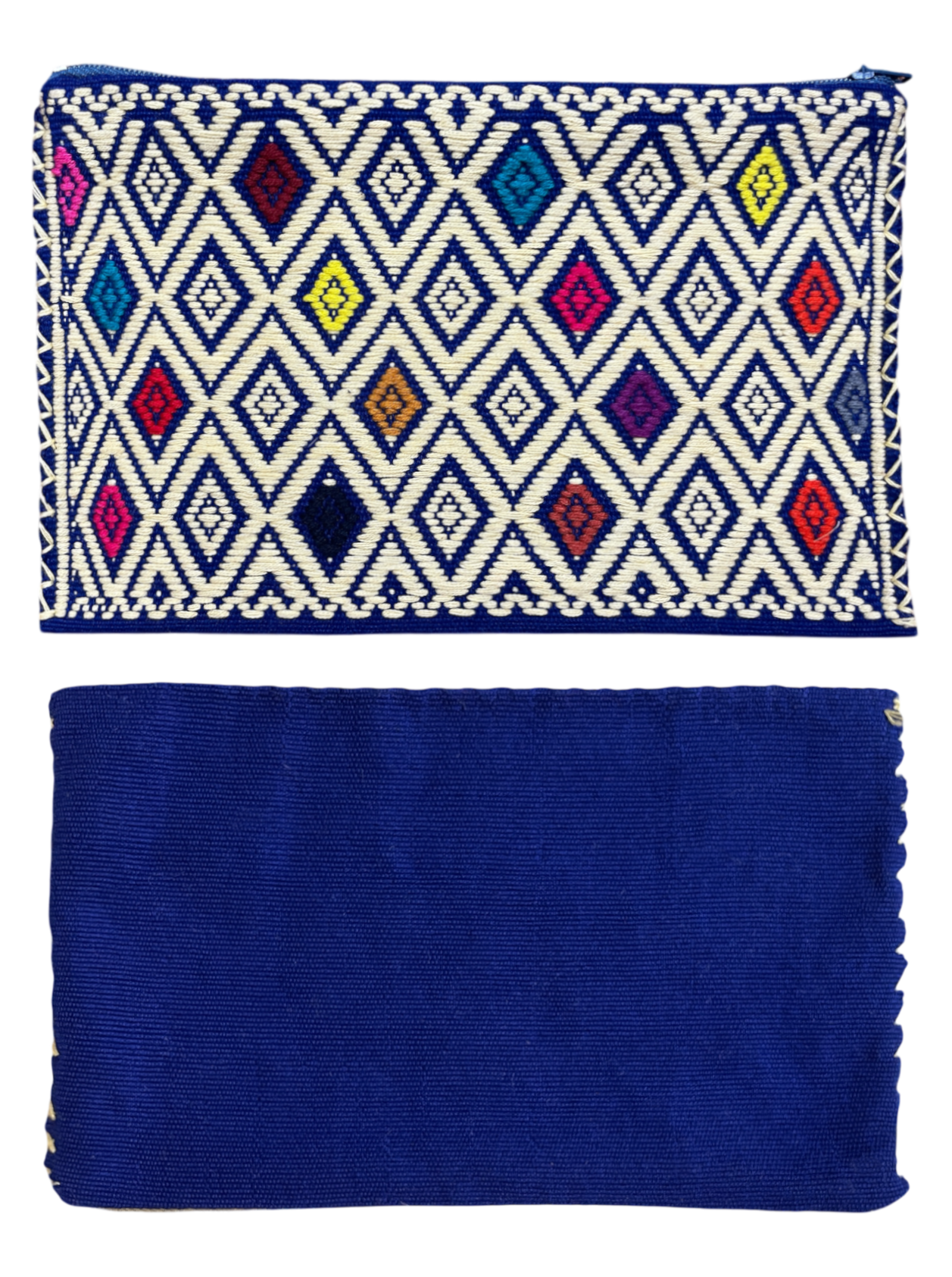 Pochette Tzotzil, Bleue et mutlicolore, 20cm x 12cm