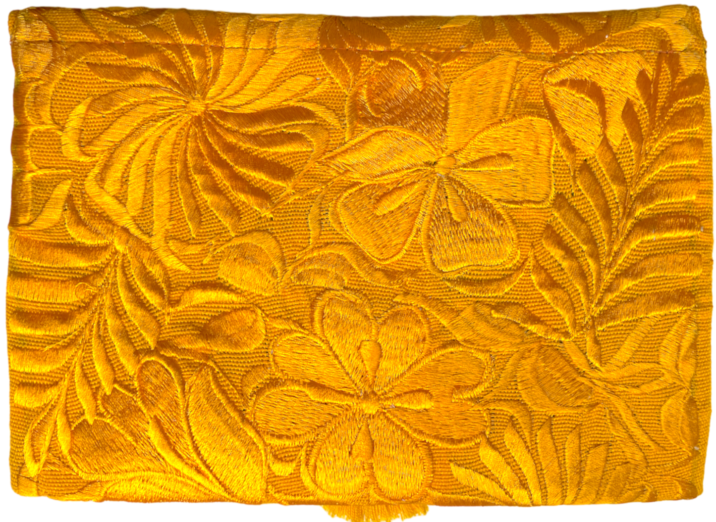 Embroidered floral clutch, yellow